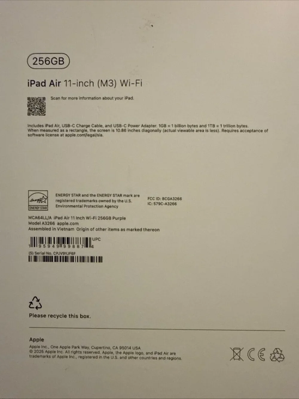 EMPTY BOX ONLY Apple iPad Air 11